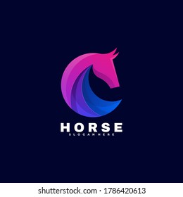 Vector Logo Illustration Horse Gradient Colorful Style.