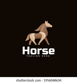 Vector Logo Illustration Horse Gradient Colorful Style.