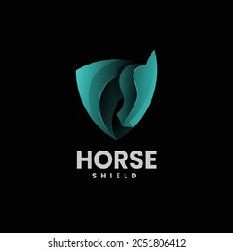 Vector Logo Illustration Horse Gradient Colorful Style.