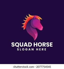 Logo Vector Ilustración Estilo de color gradiente de caballo.