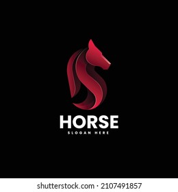 Vector Logo Illustration Horse Gradient Colorful Style.