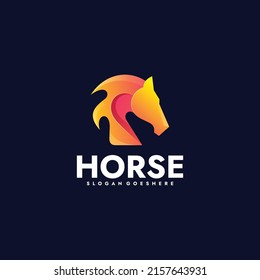 Logo del vector Ilustración Estilo de color gradiente de caballo