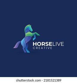 Vector Logo Illustration Horse Gradient Colorful Style.