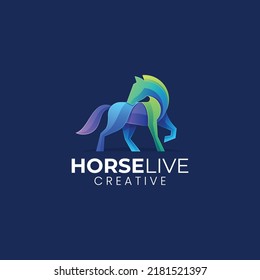 Vector Logo Illustration Horse Gradient Colorful Style.