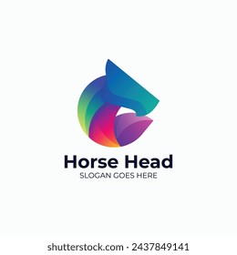 Vector Logo Illustration Horse Gradient Colorful Style