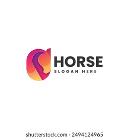 Vector Logo Illustration Horse Gradient Colorful Style