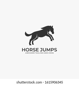 Vector Logo Illustration Horse Jump Silhouette style
