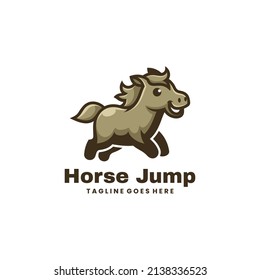 Vector Logo Illustration Horse Jump Mascot Style.