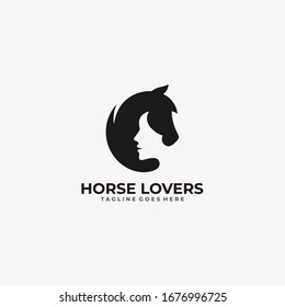 Vector Logo Illustration Horse Lovers Dual Meaning Style.