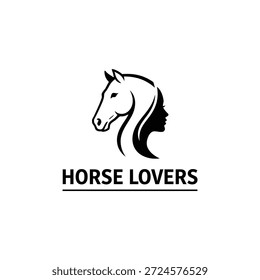 Vector Logo Illustration Horse Lovers Dual Meaning Style.