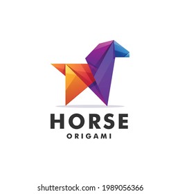Vector Logo Illustration Horse Low Poly Style