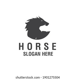 Vector Logo Illustration Horse Silhouette Style.