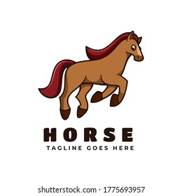 Vector Logo Illustration Horse Simple Mascot Style.
