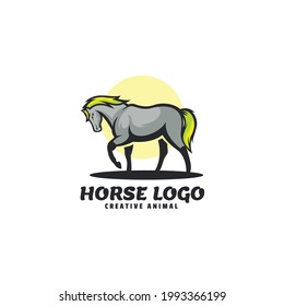 Logo Vector Ilustración Estilo Caballo Sencillo Mascota.
