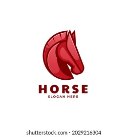 Vector Logo Illustration Horse Simple Mascot Style.