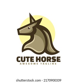 Logo Vector Ilustración Estilo Caballo Sencillo Mascota.