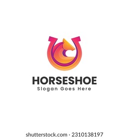 Vector Logo Illustration Horseshoe Gradient Colorful Style.