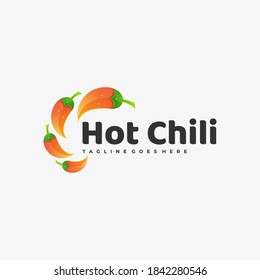 Vector Logo Illustration Hot Chili Gradient Colorful Style.