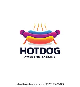 Logo Vector Ilustración Estilo Colorido Gradiente Perro Caliente.