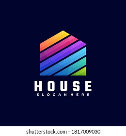 Vector Logo Illustration House Gradient Colorful Style.