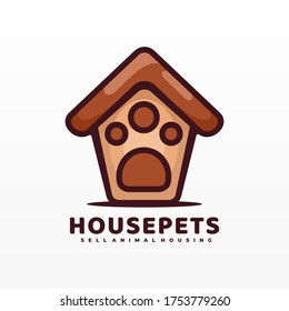 Vector Logo Illustration House Pets Simple Cartoon Style