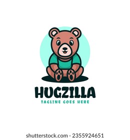Vector Logo Illustration Hugzilla Mascot Cartoon Style.