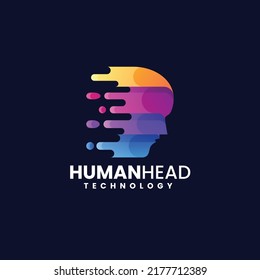 Vector Logo Illustration Human Head Gradient Colorful Style.