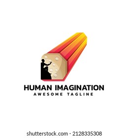 Vector Logo Illustration Human Imagination Gradient Colorful Style.