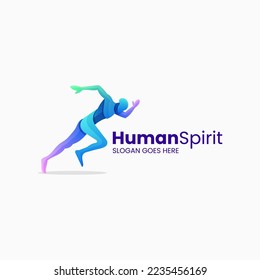 Vector Logo Illustration Human Spirit Gradient Colorful Style.