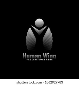 Vector Logo Illustration Human Wing Gradient Colorful Style.