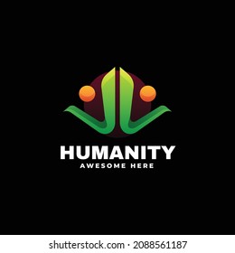 Vector Logo Illustration Humanity Gradient Colorful Style.
