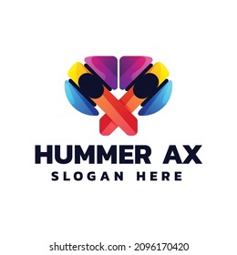 Vector Logo Illustration Hummer Gradient Colorful Style.