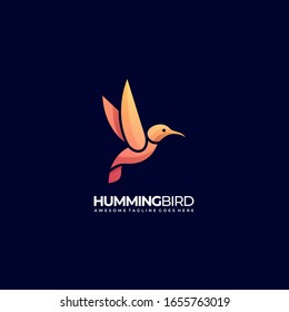 Vector Logo Illustration Humming Bird Gradient Colorful Style
