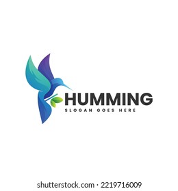 Vektorlogo-Illustration Humming Bird Farbverlauf-Stil