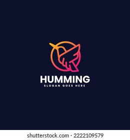 Vector Logo Illustration Humming Bird Gradient Line Art Style