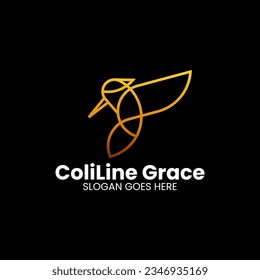 
Vector Logo Illustration Humming Bird Gradient Line Art Style
