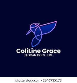 
Vector Logo Illustration Humming Bird Gradient Line Art Style
