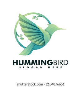 Vector Logo Illustration Hummingbird Gradient Colorful Style.