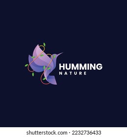 Vector Logo Illustration Hummingbird Gradient Colorful Style.