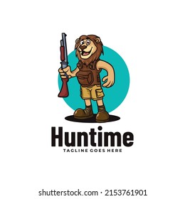 Ilustración con logotipo vectorial Estilo de caricatura de mascota de tiempo de caza.