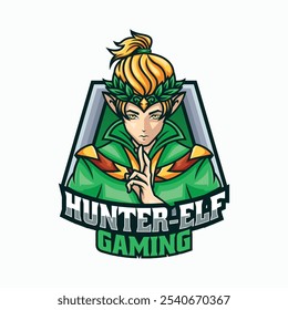 Ilustração de logotipo de vetor Elf Hunter Elf E- Sport Style.