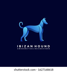 Vector Logo Illustration Hunting Dog Gradient Colorful