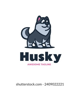 Vector Logo Illustration Husky Mascot Cartoon Style.