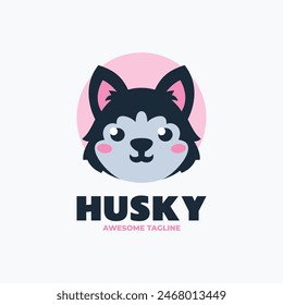 Vector Logo Illustration Husky Mascot Cartoon Style.