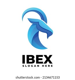 Vector Logo Illustration Ibex Gradient Colorful Style.