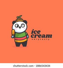 Vector Logo Illustration Ice Cream Mascot Cartoon Style.