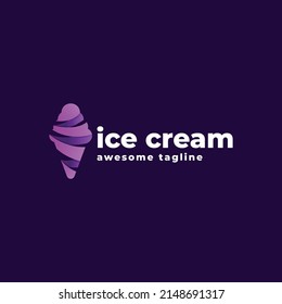 Vector Logo Illustration Ice Cream Gradient Colorful Style.