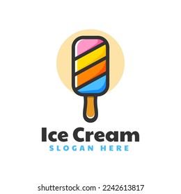 Logo Vector Ilustración Ice Crema Sencilla Mascota Estilo.