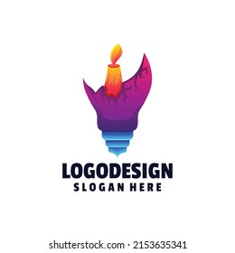 Vector logo illustration Idea Lamp gradient colorful style Premium Vector