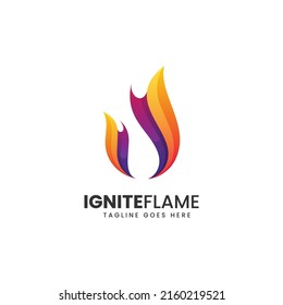 Ilustración del logotipo vectorial que enciende el degradado de llama con un estilo colorido.